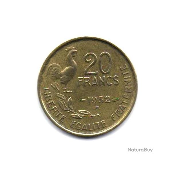 Pi�ce de Monnaie France  20 francs G. Guiraud 1952 Beaumont Le Roger