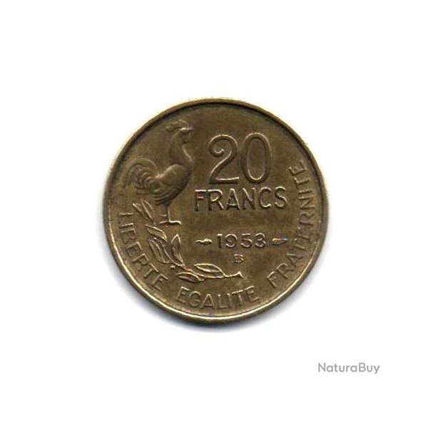 Pi�ce de Monnaie France  20 francs G. Guiraud 1953 Beaumont le Roger