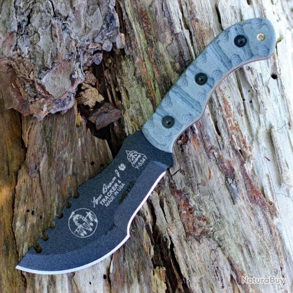Couteau TOPS Tom Brown Tracker 4 Acier Carbone 1095 Manche Micarta Etui Kydex USA TPTBT040RMT