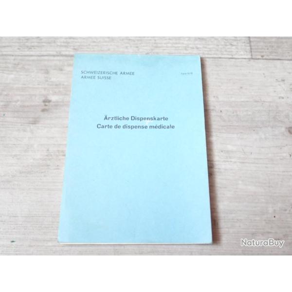 Carnet de cartes de dispense mdicale Arme Suisse