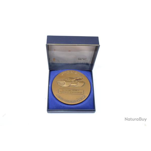M�daille de table en bronze, Lt Colonel Noiret (1970) 12e Chasseurs � cheval de Sedan, 4e Division