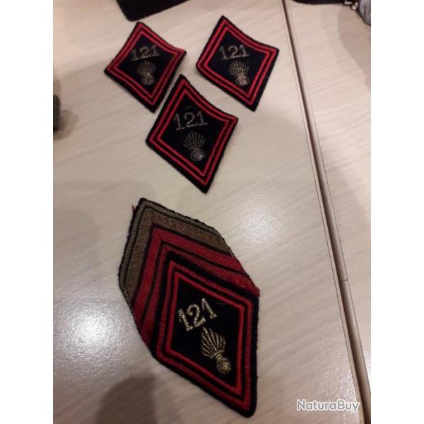 grades et insigne tissus 121 ieme  RI