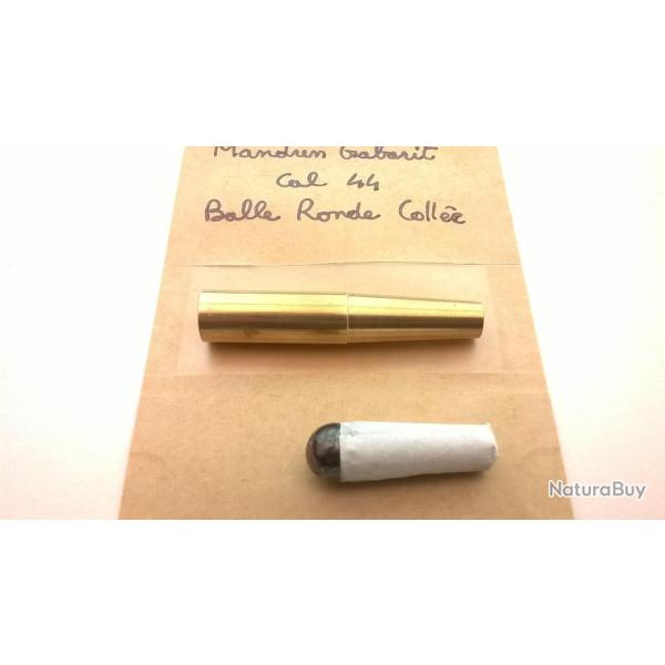1 Mandrin Laiton Massif Gabarit cartouche papier Cal.44   balle ronde coll�e + 1 mini entonnoir