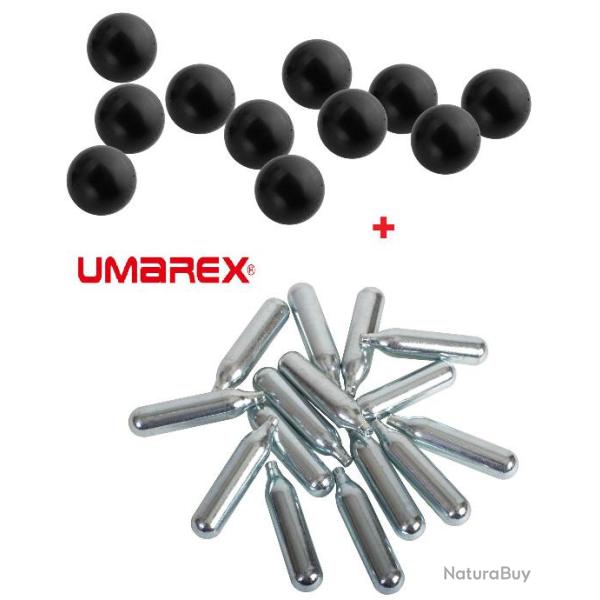 Pack Recharge Walther T4E HDS68 50 Balles Coutchouc Calibre 68 + 5 Capsules CO2 UMAREX
