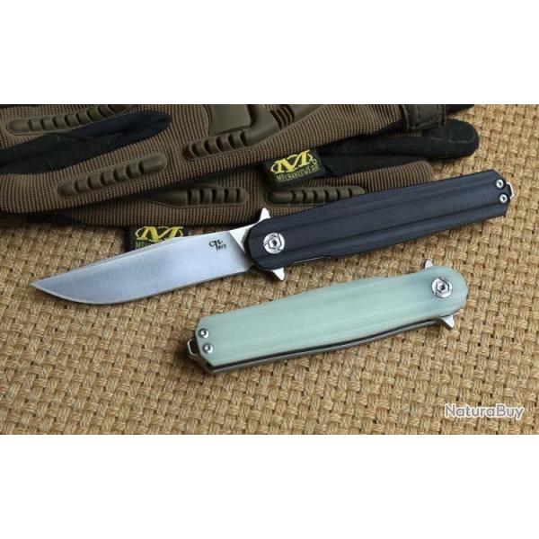 Couteau CH Knives Black Lame Acier D2 Manche Black G-10 Linerlock Clip CH3505BK