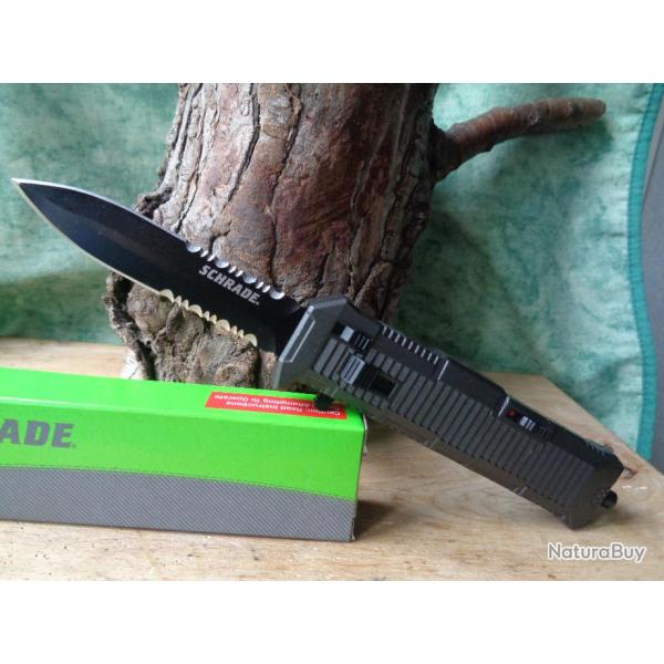 Couteau Automatique Schrade OTF Out the Front Assist Lame Acier AUS-8 Double Tranchant SCHOTF8BS