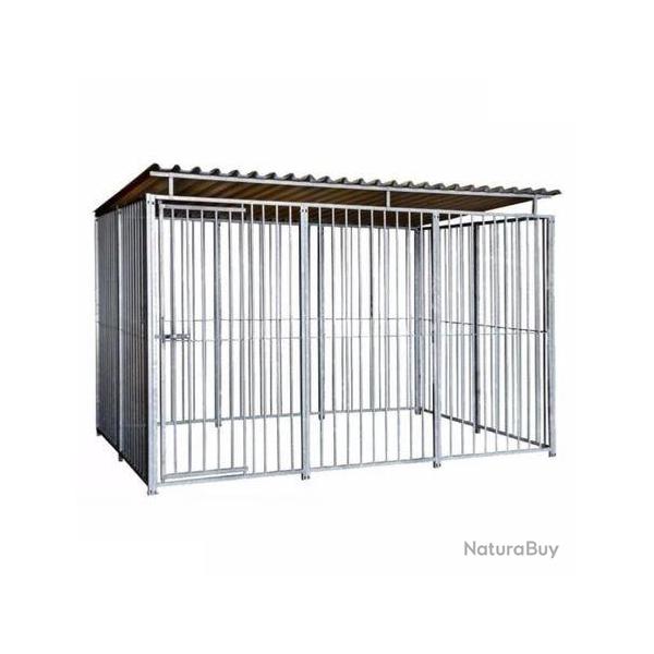 Chenil 3x2x1,84 m + toit chenil XXL enclos parc chenil barreau enclos 6m + TOIT cielterre-commerce