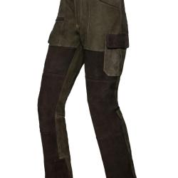Pantalon en cuir de buffle Prestige (Couleur: Olive/Brun, Taille: 28)
