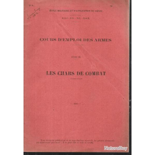 cours d'emploi des armes titre III les chars de combat g�nie 1935