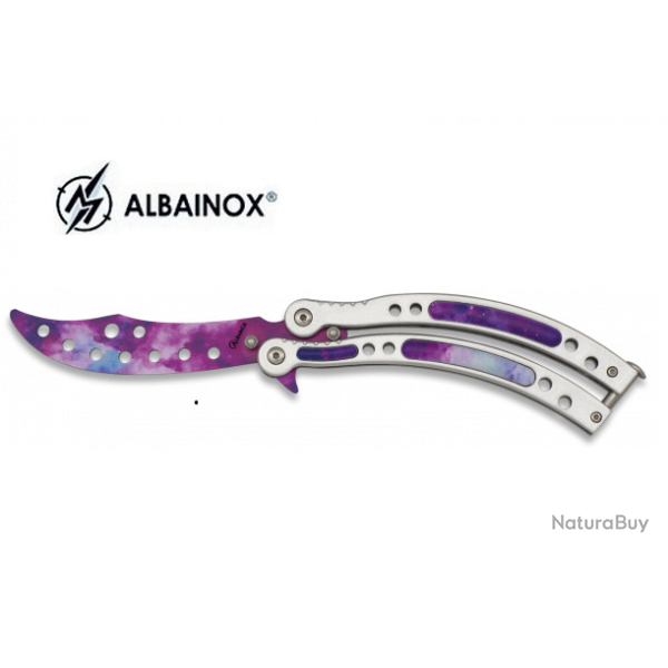 Couteau papillon Colorful Violet D'entrainement  lame de 9 cm