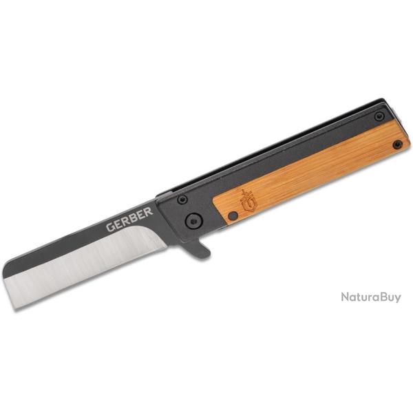 Couteau Gerber Quadrant Bamboo Lame Acier 7Cr17MoV Manche Acier/Bamboo Framelock G1702