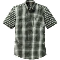 Chemise &agrave; manches courtes &agrave; carreaux Oxford (Couleur: Olive, Taille: L)