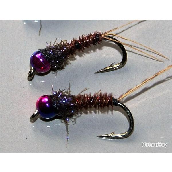 5 nymphes billes laiton "rainbow" arc en ciel 12 - 14 - 16