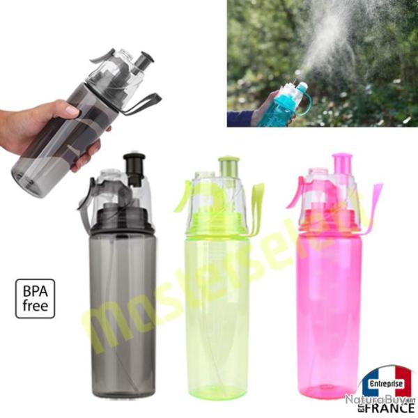 Lot de 3 x La gourde qui spray avec vaporisateur brumisateur rechargeable � eau bouteille