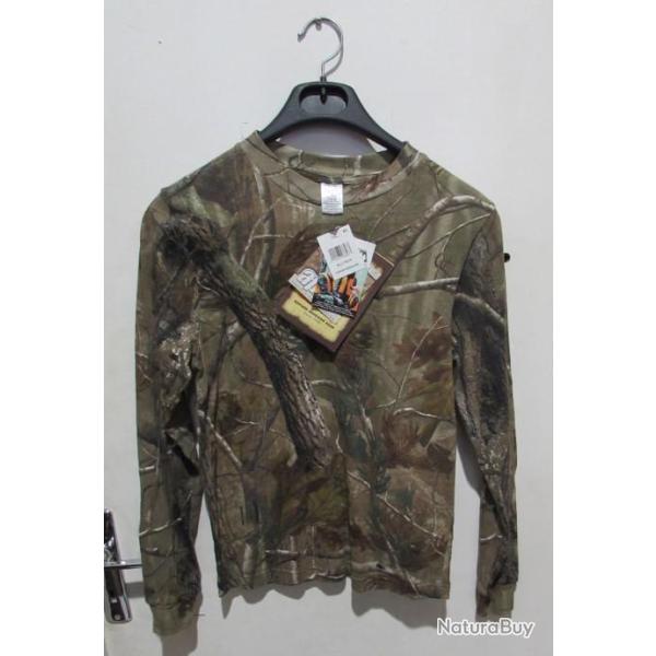 destockage t shirt de chasse manche longue camo realtree  taille 14/16 ans