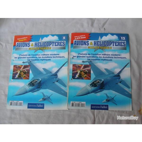 LOT DE 2 FASCICULES " AVIONS ET H�LICOPTERES MILITAIRES " DE CHEZ  FABBRI NUM�RO 5 ET 12