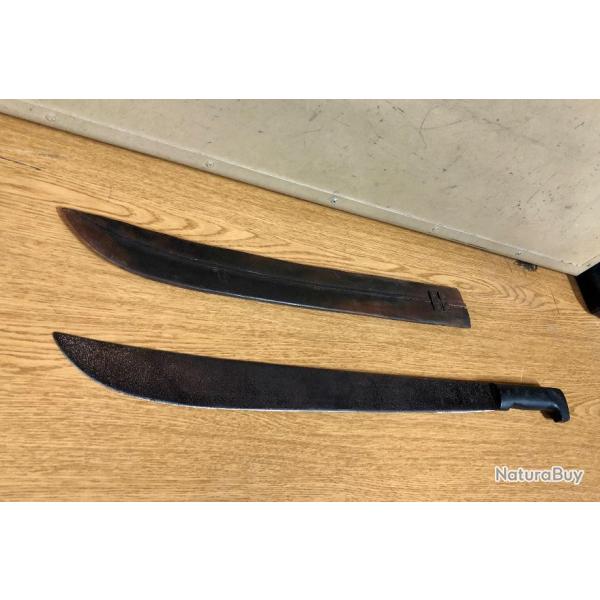 RARE ORIGINAL AUTHENTIQUE US ARMY WW2 MACHETTE LEGITIMUS COLLINS ETUI CUIR TBE !!!