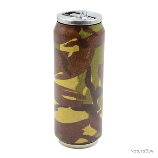 Canette Isotherme 500ml acier inox camo CE  7cm H19 cm