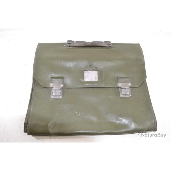 Sacoche pochette porte documents en cuir vert Arm�e Fran�aise Officier sup�rieur