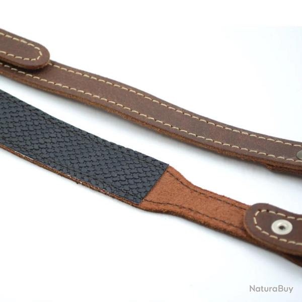 Bretelle avec renfort �paule mousqueton cuir de vachette 90-95cm