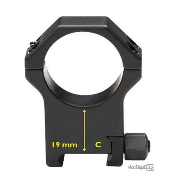 Paire de bagues pour Picatinny en acier renforc� - � 30 mm H 19 mm - CONTESSA