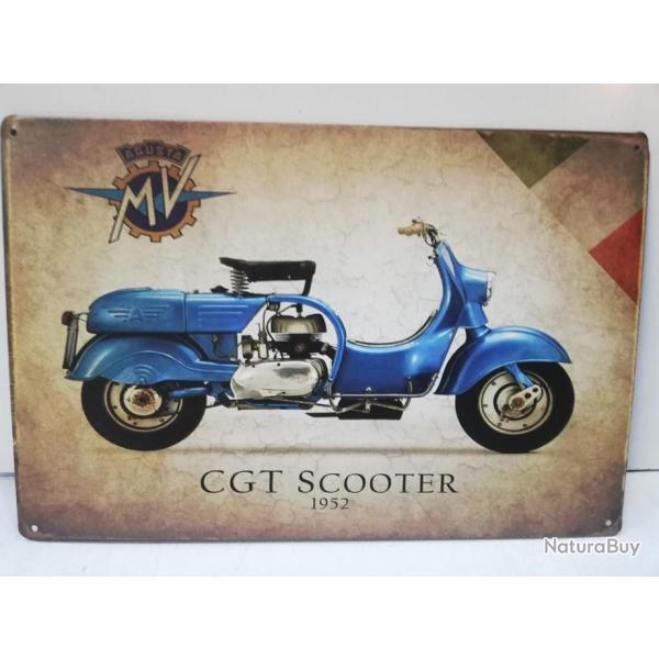 Rare plaque t�le 20X30 MV AGUSTA CGT SCOOTER 1952 moto vintage style email d�coration