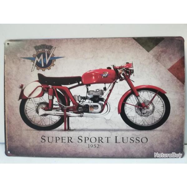 Rare plaque t�le 20X30 MV AGUSTA super sport lusso 1952 moto vintage style email d�coration