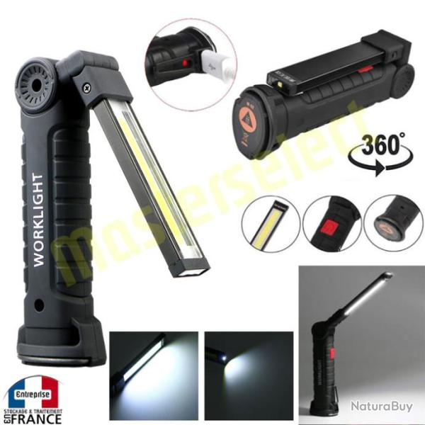 Lampe baladeuse de poche compact 2 en 1 rechargeable avec pour camping de table