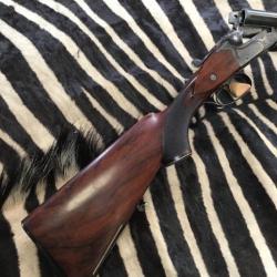 Tr&egrave;s rare drilling Suhl Calibre 12/70 et 220 SWIFT fabrique pour un armurier New Yorkais