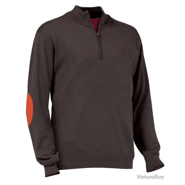 Pull de chasse col zipp� Marron Winsley Club Interchasse