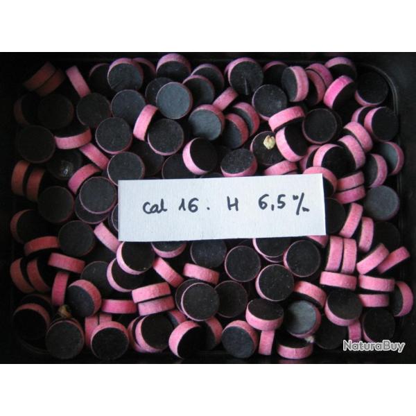 Rares...100  Bourres feutre rose compatibles cal 14 (entre le 12 et le 16) diam 17,7 mm pais 6,5 mm