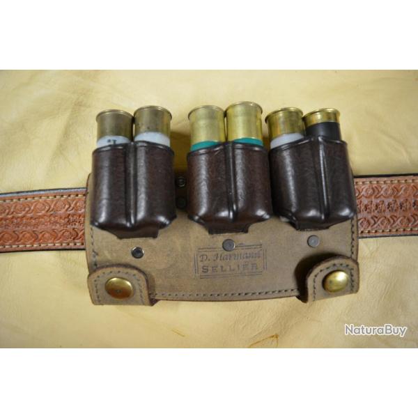 Cartouchi�re en cuir pour calibre 12