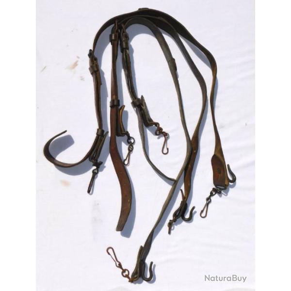 ANCIENNE BRETELLE CUIR FUSIL MITRAILLEUR 24-29 & MITRAILLEUSE A.A.52 ...............