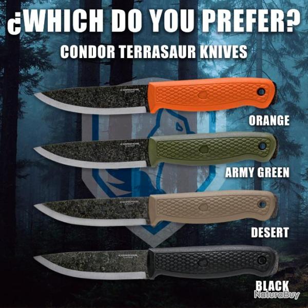 Couteau Condor Terrasaur Acier Carbone 1095 Manche Green Abs Etui Abs Made El Salvador CTK394341