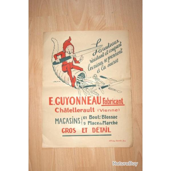 affiche GUYONNEAU 395 X 300 mm �poque parfait �tat -  (d8z24)