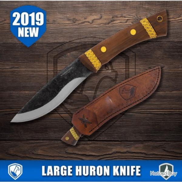Couteau Condor Large Huron Acier Carbone 1095 Manche Noyer Etui Cuir Made El Salvador CTK2819525HC