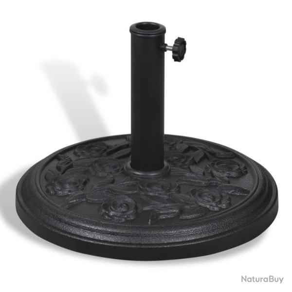 Pied socle base de parasol rond en rsine noir 9 kg diamtre 38 et 48 mm 2202080