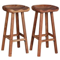 Lot de deux tabourets de bar design chaise si&egrave;ge bois d'acacia 1202049