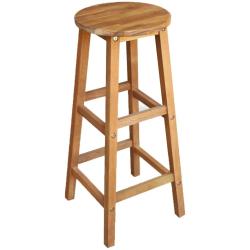 Lot de deux tabourets de bar design chaise si&egrave;ge bois massif d'acacia 1202064