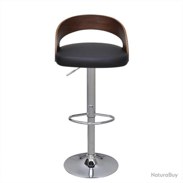 Lot de deux tabourets de bar design chaise si�ge cadre en bois courb� hauteur r�glable 1202067