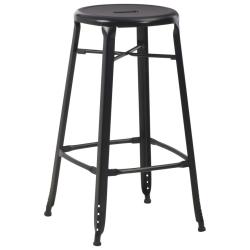 Lot de deux tabourets de bar design chaise si&egrave;ge noir acier 1202089