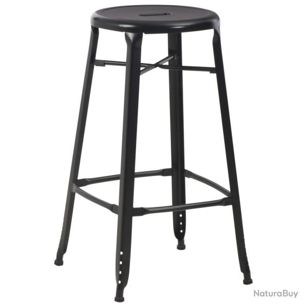 Lot de deux tabourets de bar design chaise si�ge noir acier 1202089