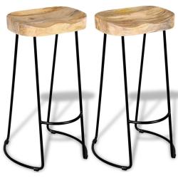 Lot de deux tabourets de bar design chaise si&egrave;ge 2 pcs bois de manguier massif 1202061