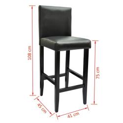 Lot de quatre tabourets de bar design chaise si&egrave;ge cuir artificiel noir 1202063