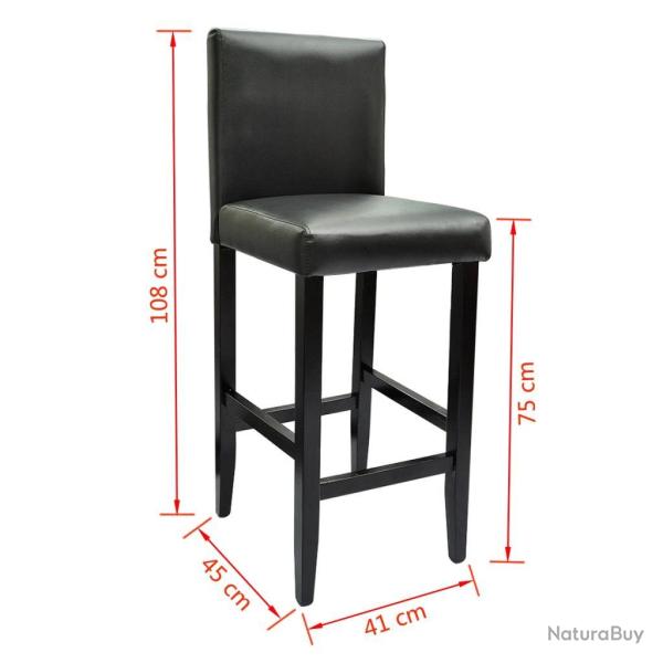 Lot de quatre tabourets de bar design chaise si�ge cuir artificiel noir 1202063