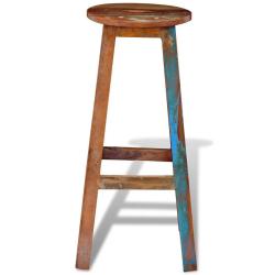 Tabouret de bar design chaise si&egrave;ge bois massif recycl&eacute; 1202065