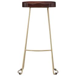 Lot de deux tabourets de bar design chaise si&egrave;ge bois de manguier massif 1202077