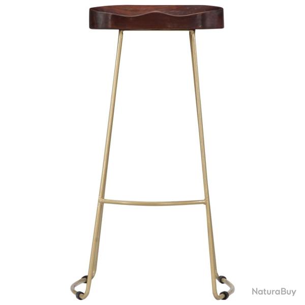Lot de deux tabourets de bar design chaise si�ge bois de manguier massif 1202077