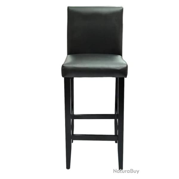 Lot de deux tabourets de bar design chaise si�ge cuir synth�tique noir 1202057