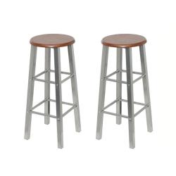 Lot de deux tabourets de bar design chaise si&egrave;ge m&eacute;tal avec si&egrave;ge en mdf 1202062
